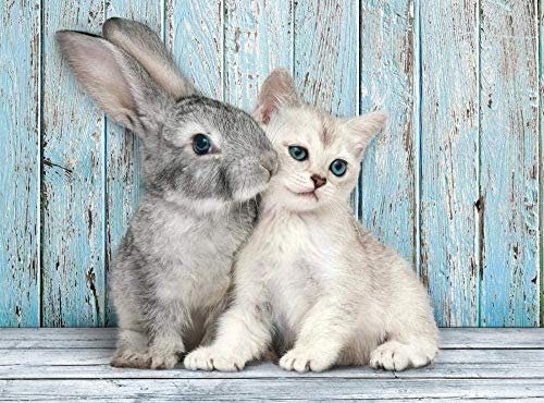 ajhsuwn Holzpuzzles 1000 Stück süße Kaninchen- und Katzenkinder, die Erkenntnisspielzeug Lernen Erwachsene Denkspiele Spiele Puzzles