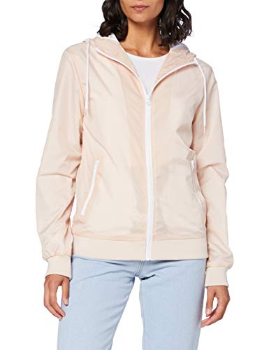 Build Your Brand Womens Ladies Windrunner Windbreaker, lightpink/White, M