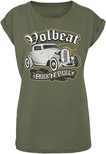 Volbeat Rock'n'Roll Frauen T-Shirt Oliv M 100% Baumwolle Band-Merch, Bands