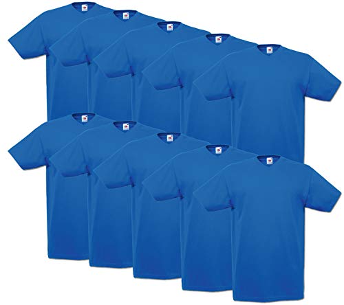 10 Fruit of the loom T Shirts V-Neck M L XL XXL V-Ausschnitt Diverse Farben auswählbar (M, Royalblau)