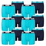 PUMA 12 er Pack Boxer Boxershorts Jungen Kinder Unterhose Unterwäsche, Farbe:789 - Bright Blue, Bekleidung:176