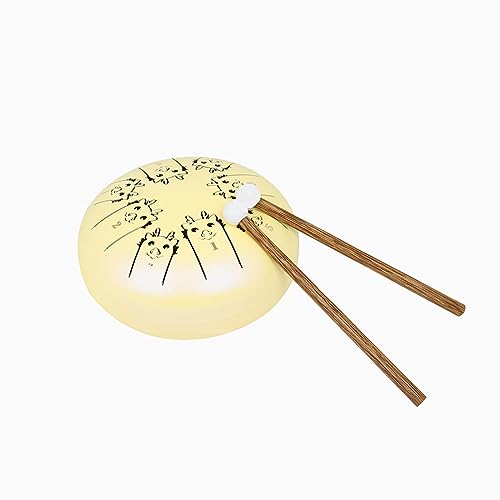 Ftchoice Steel Tongue Drum 8 Tone 5 Inch Handpan Drums Percussion Instrument with Gig Bag Music Book Mallets Dragon-yellow