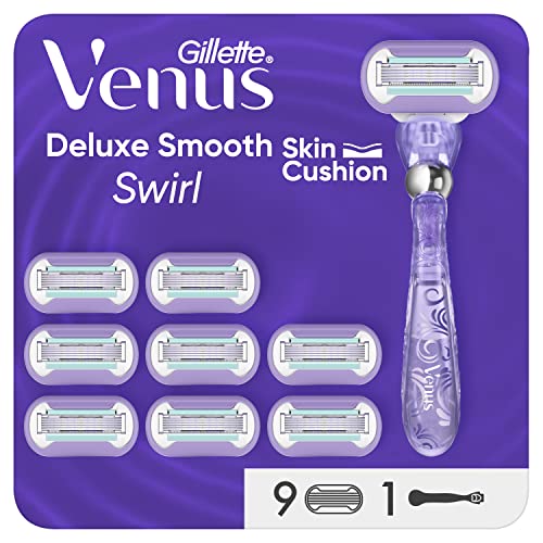 Gillette Venus Deluxe Smooth Swirl Frauenrasierer- 9 Klingen, 5 Klingen Sorgen Für Eine Anhaltende, Extra Glatte Rasur