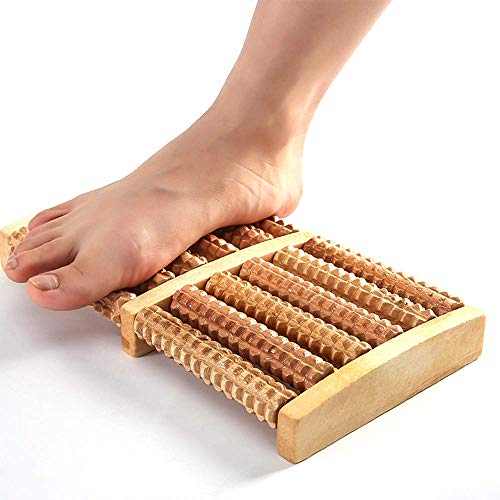 MU Tragbares Massagegerät aus Massivholz mit Holzrolle, Akupressurball, Fußmassagerolle - Geeignet für Füße, Beine und Plantarfasziitis mit Druckentlastung
