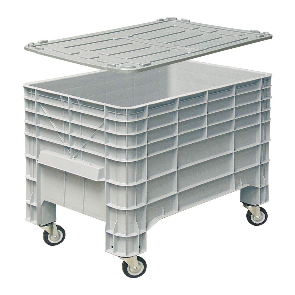Vorratscontainer/Großbox mit Deckel, mit 4 Rollen, lebensmittelecht, LxBxH 1030x630x670 mm, 276 Liter