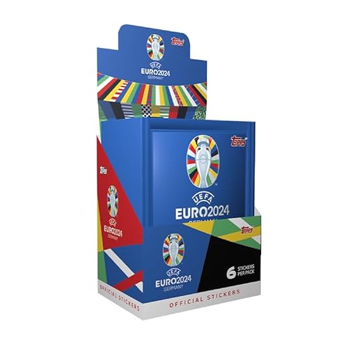 Topps Official EURO 2024 Sticker Collection - Full Box Bundle - 200 Päckchen EURO 2024 Sticker in 4 Full Boxen (50 Päckchen pro Box). 1200 Sticker pro Bundle.
