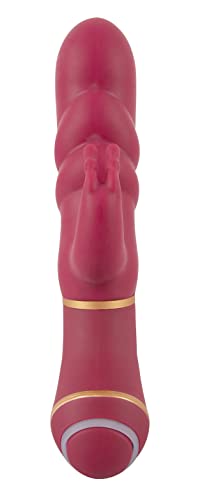 ORION Rabbit-Vibrator - intensiver G-Punkt-Vibrator mit Klitoris-Reizarm für Frauen, 10 Vibrationsmodi und 2 Motoren, Reizstruktur, rot (bordeaux)