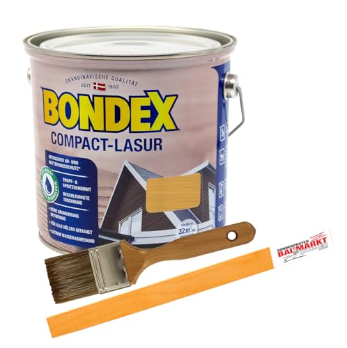 Bondex Compactlasur 2in1 Holzlasur kiefer 2,5L zum sprühen und streichen inkl. Pinsel und Rührstab