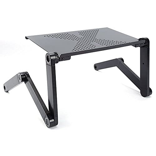 360 ° Verstellbarer Laptop-Tisch in Bettwäsche Bett-Tablett Ständer Multifunktionsgerät und Ergonomie Design Tisch Premium Aluminium Lapdesks mit Maus Dichtung (schwarz)