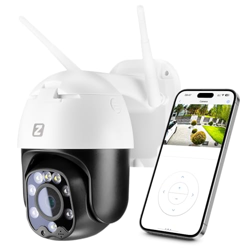 Zintronic Kamera PTZ Außen Innen IP WiFi 3X Zoom 5MPx Überwachungskamera, Beidseitige Kommunikation, Bewegungsverfolgung, LED Beleuchtung, PTZ