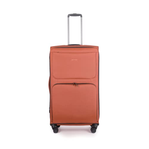 Stratic Bendigo Light + Koffer Weichschale Reisekoffer Trolley Rollkoffer groß, TSA Kofferschloss, 4 Rollen, Erweiterbar, Größe L, Rosso Clay
