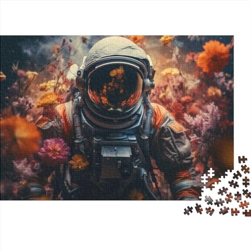 Astronaut mit Blumen, 500 Teile, lustiges Puzzle für Erwachsene, Heimdekoration, Spielzeug, Denkspiel, Stressabbau, Bildungsspiel, Entspannung und Intelligenz, 500 Teile (52 x 38 cm)