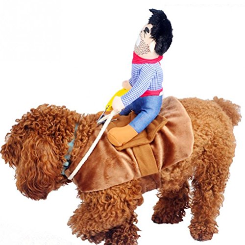UEETEK Haustier Kostüm Hund Kostüm Kleidung Haustier Outfit Anzug Cowboy Rider Style, passt Hunde Gewicht unter 7 KG) - Größe S