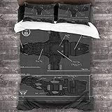 Knncch Blaupause der Gelassenheit Raumschiff Firefly 3-teiliges Bettwäscheset Bettbezug Dekoratives 3-teiliges Bettwäscheset mit 2 Kissenbezügen