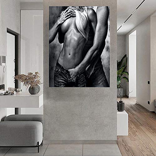 QITEX Wandbilder Wohnzimmer Männer Frauen Sexy Nacktes Paar Poster Sexy Nacktbild Paar Liebe Wandkunst Gemälde Leinwanddrucke Wohnzimmer Schlafzimmer Dekor 40x60cm Kein Rahmen