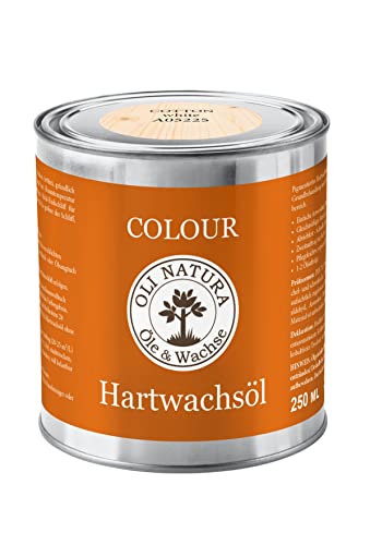OLI-NATURA Colour Hartwachsöl, Farböl für Holzmöbel und Treppen, 0.25L, Cotton White