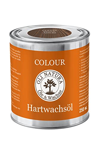 OLI-NATURA Colour Hartwachsöl, Farböl für Holzmöbel und Treppen, 0.25L, Coffee Brown