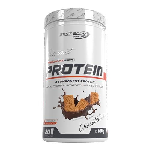 Best Body Nutrition Gourmet Premium Pro Protein, Chocolatius Dose, 4 Komponenten Protein Shake: Caseinat, Whey Konzentrat, Whey Isolat, Eiprotein, 500 g Dose