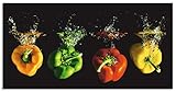ARTland Spritzschutz Küche aus Alu für Herd Spüle 100x50 cm (BxH) Küchenrückwand mit Motiv Essen Gemüse unter Wasser Paprika Modern Dunkel Bunt S6EM