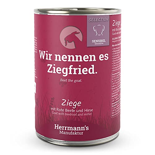 Herrmann's - Selection Sensibel Ziege mit rote Beete und Hirse - 12 x 400g - Nassfutter - Hundefutter