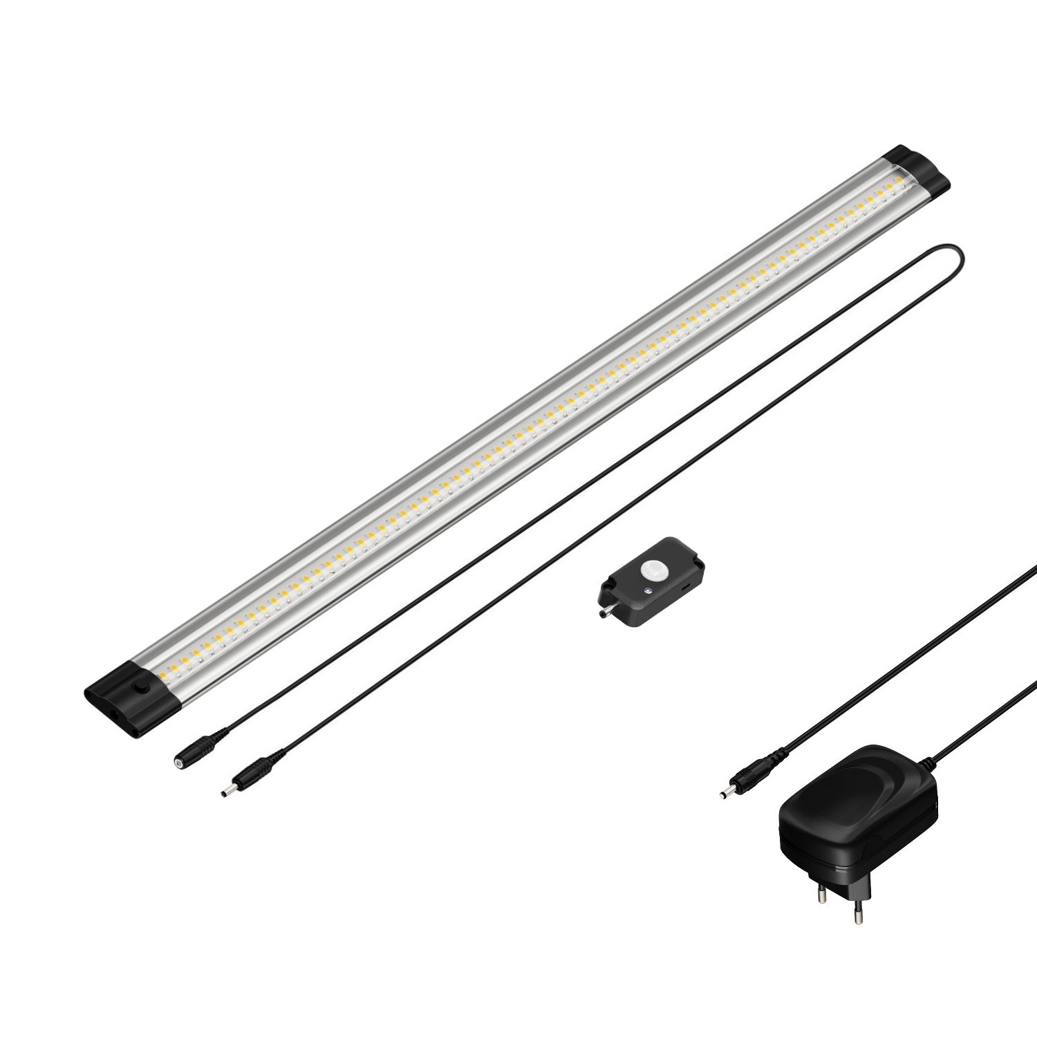 parlat LED Unterbau-Leuchte Siris mit Netzteil, Bewegungsmelder, flach, 50cm, 531lm, warm-weiß
