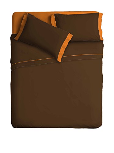 Ipersan zweifarbig Bettwäsche Set Farbe Kaffee/orange 240x290 cm.