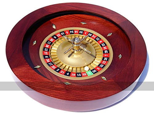 Masters Traditional Games 18-inch Mahogany Roulette Wheel with Single 0 and Precision Bearing Mechanism