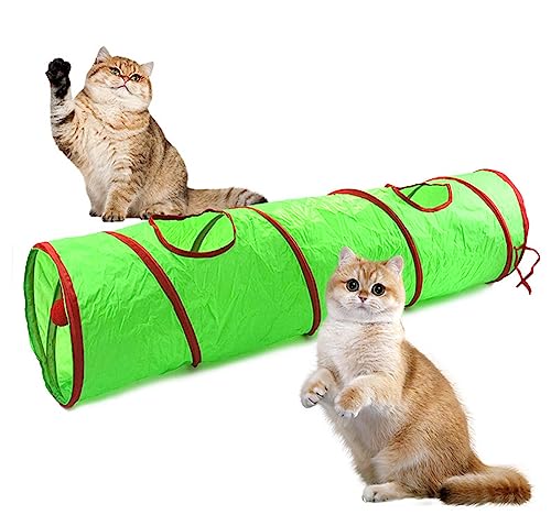 Katzentunnel mit Spielball Faltbarer Tunnel Interaktive Peek a Boo Cat Tube Spielzeug Spaßball und 2 Guckloch