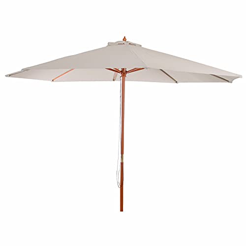 ADHW Patio Umbrellas Gartenschirm Sonnenschirm Marktschirm, Ø 3m Polyester/Holz, Creme-beige