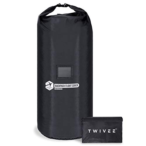 TWIVEE - 2 in 1 Rucksack Schutzhülle und Regenschutz - Flight Cover für Backpack - Flugzeug - Überzug in Flexibler Größe - 60 bis 110 Liter Volumen einstellbar - Ideal für Reiserucksack
