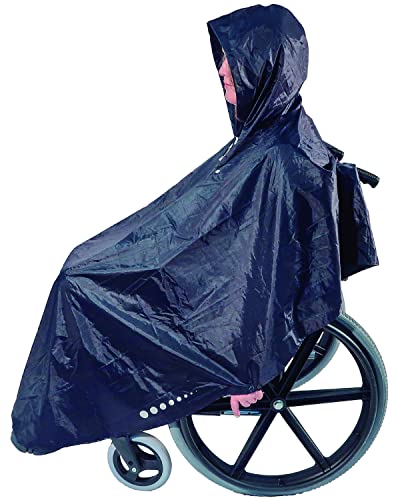 GOTITA - Der Poncho für den Rollstuhl - Der vielfältig einsetzbare Regenschutz für den Rollstuhl - einfache Handhabung, leichtes An- und Ausziehen - italienisches Design (Navyblau)