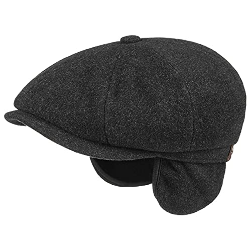 Stetson Hatteras Earflap Schiebermütze Herren - Ballonmütze mit Ohrenschutz/Nackenschutz - Schildmütze mit Schurwolle & Kaschmir - Schirmmütze mit Innenfutter - Herbst/Winter