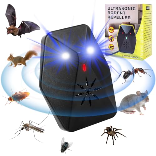 LASER HAND Ultraschall-Schädlingsbekämpfer, optischer Doppelvertreiber, Schädlingsbekämpfung, für den Innenbereich, Floh-, Ratten-, Kakerlaken-, Obst-, Fliegen-, Nagetier-,