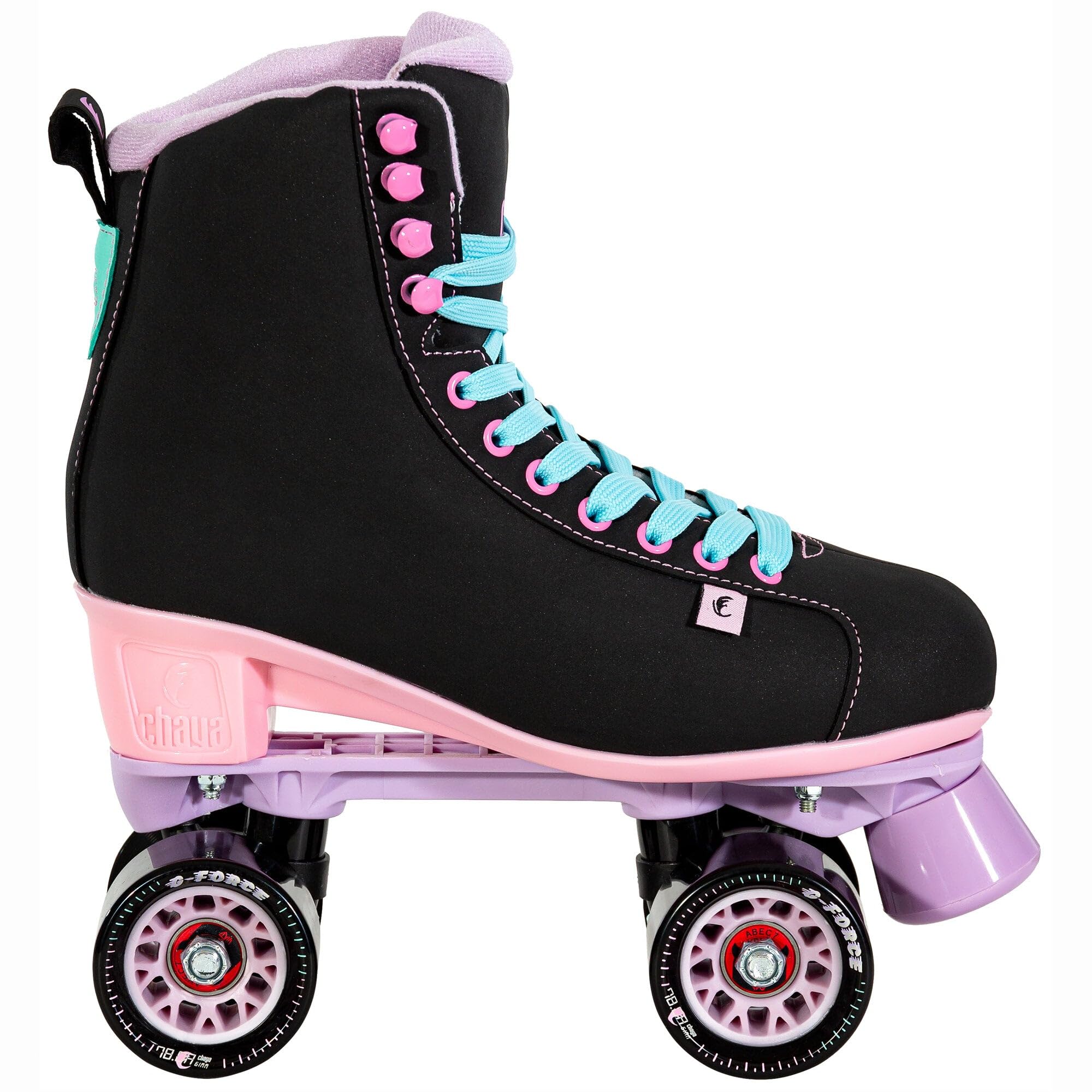 Chaya Roller Skates Melrose Black Pink für Damen in Schwarz/Lila, 61mm/78A Rollen, ABEC 7 Kugellager, Art. nr.: 810720