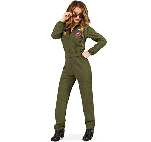 Kostüm Kampfpilotin Gr. 40 Jumpsuit grün Fasching Uniform Pilotin Militär