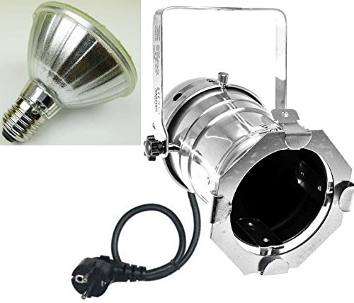 PAR 30 Spot-Light Scheinwerfer SILBER polish PAR-30 incl. 11 Watt LED Leuchtmittel & Kabel mit Schuko-Stecker