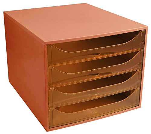 LINICOLOR 34,8 x 28,4 x 23,4 cm"Ecobox" Schublade Set – Tangerine/transparent