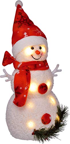 Bambelaa! Schneemann LED Rot Weihnachtsdeko Beleuchtet 42 cm Batteriebetrieben Weihnachten