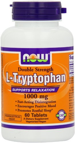 Now Foods L-Tryptophan, Double Strength 1000 mg 60 tablets