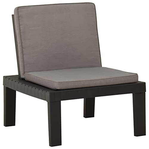 WELLIKEA Garten-Lounge-Stuhl mit Auflage Kunststoff Grau