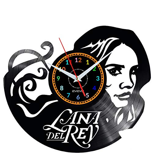 EVEVO Lana DEL Rey Wanduhr Vinyl Schallplatte Retro-Uhr Handgefertigt Vintage-Geschenk Style Raum Home Dekorationen Tolles Geschenk Wanduhr Lana DEL Rey