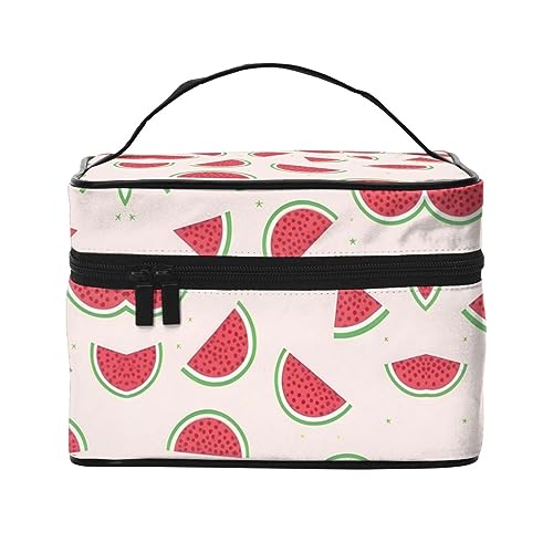 Pinke Wassermelone, stilvoll und praktisch, eine unverzichtbare Reise-Kosmetiktasche mit extra großen Fächern und Reißverschluss, wasserdicht, Schwarz , Einheitsgröße