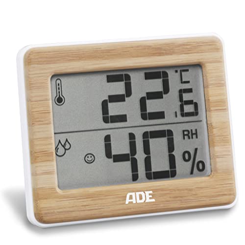 ADE Digitales Thermometer und Hygrometer für innen | Luftfeuchtigkeitsmesser | Bambus
