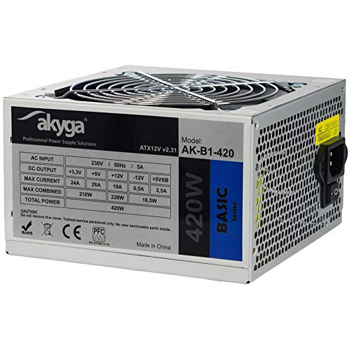 Akyga AK-B1-420 Netzteil 420W, 120mm leiser Lüfter grau