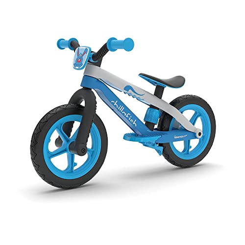 Chillafish CPMX02 Bmxie 2 leichtes Laufrad mit integrierter Fußstütze und Fußbremse, für Kinder 2 bis 5 Jahre, 12" Zoll pannenfreie Gummihautreifen, Verstellbarer Sitz ohne Werkzeug, Blau-Blue