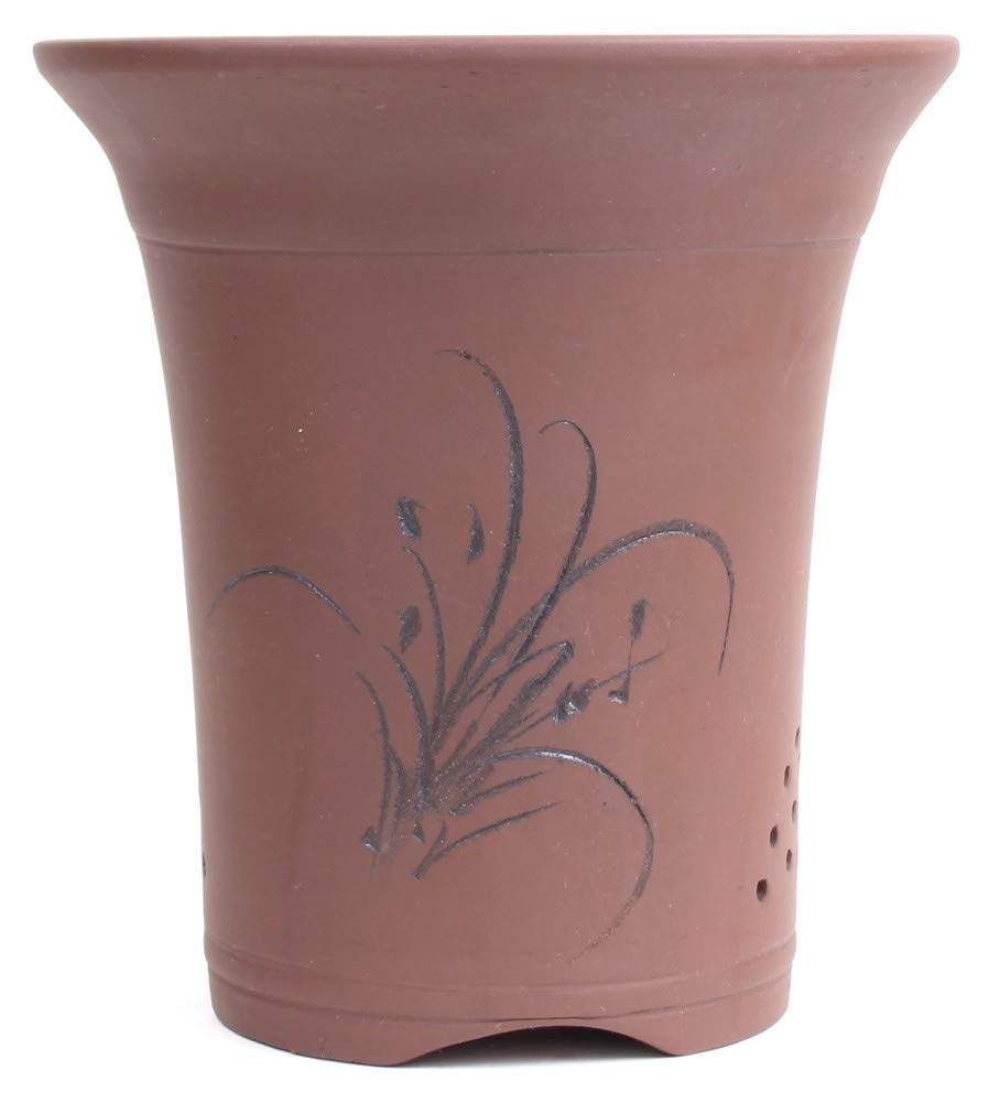 Bonsai - Kaskadenschale 25,5 x 24 Ø cm, braun, mit Motiv, 50912