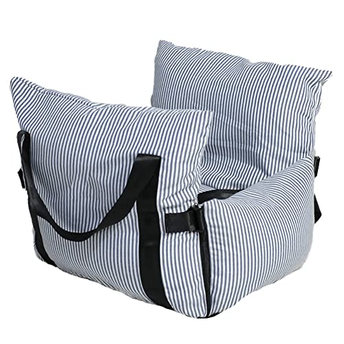 Loufy Haustier-Autositztasche für Welpen, abnehmbar, mit feinen Streifen, Blau