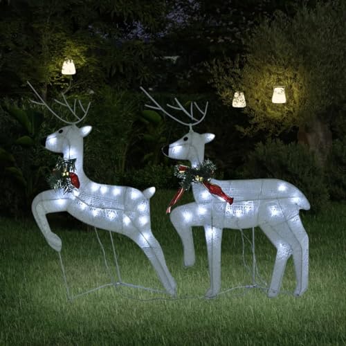 Home Outdoor Sonstige Weihnachten Rentiere 2 Stück Weiß 40 LEDs