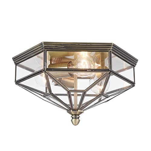 MAYTONI DECORATIVE LIGHTING Moderne schlichte Deckenleuchte Urban Stil, Metall in Farbe Bronze, transparenter Glas-Schirm, 3-flammig, exkl. E27 60W, 220V-240V