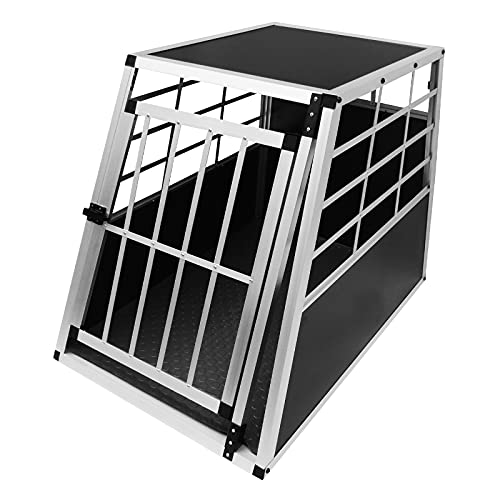 Auto Hundetransportbox große Einzelbox Hundebox Transportbox Gitterbox Fahrzeugbox Kofferraumbox Katzen Hunde Aluminium Trapez